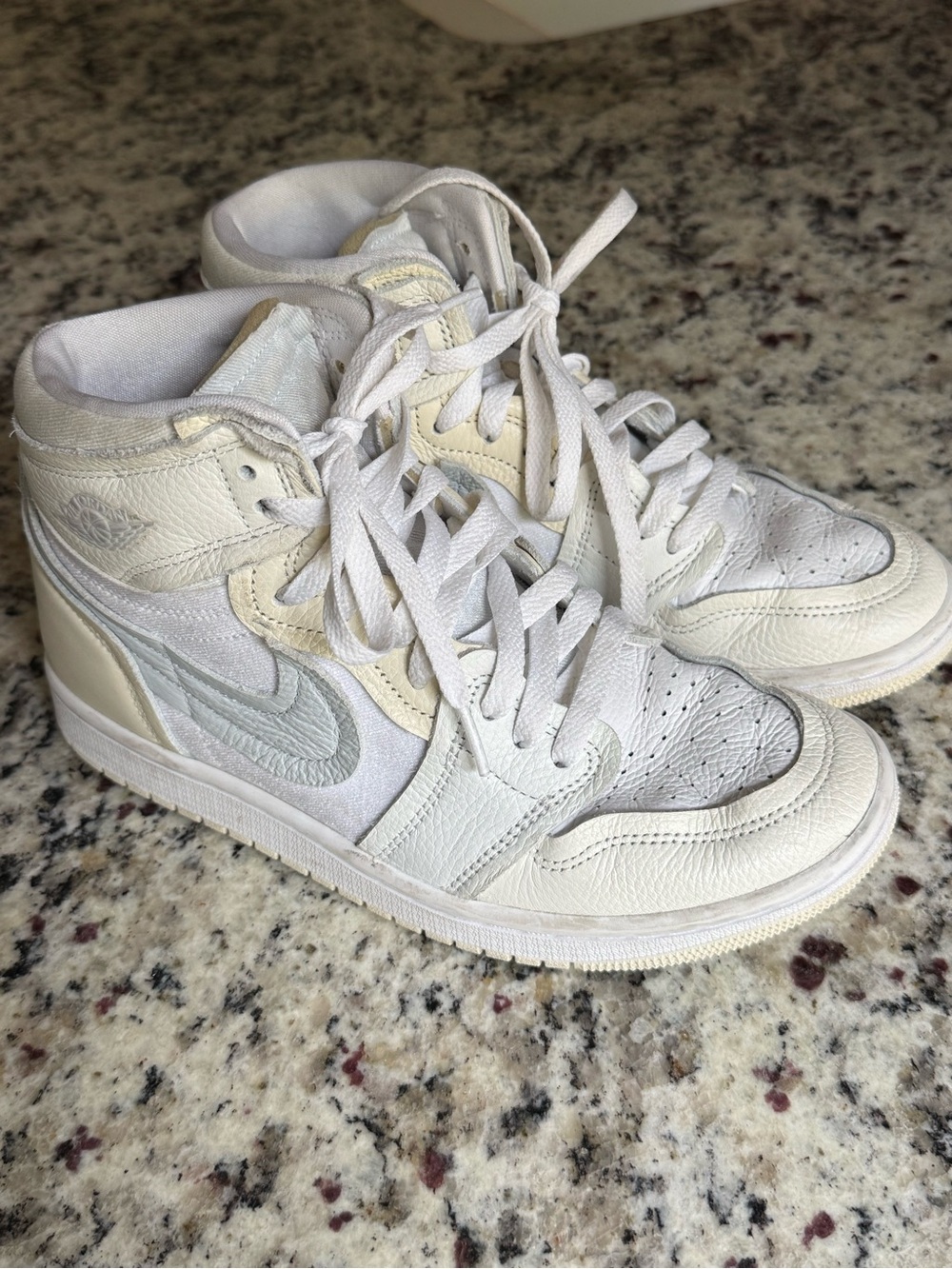 Nike Air Jordan Women's High-Top Sneakers in White and Cream Accents